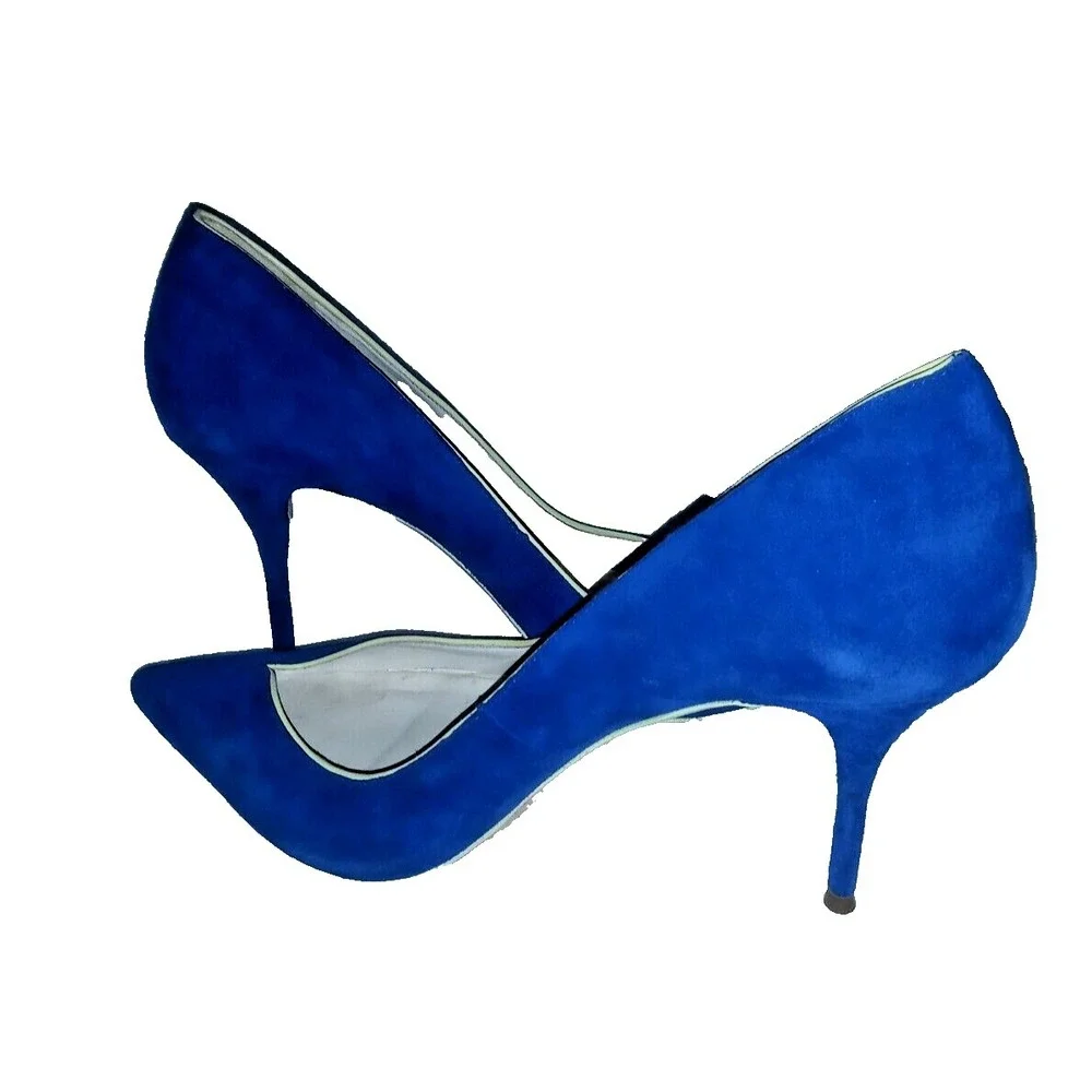 Sophia Webster Sz 40 Blue Suede Shoes 9 / 9.5 US   Made in Brazil Heels Stiletto - Picture 4 of 11